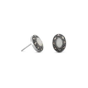 NWT Marcasite and Shell Stud Earrings - 925 Sterling Silver